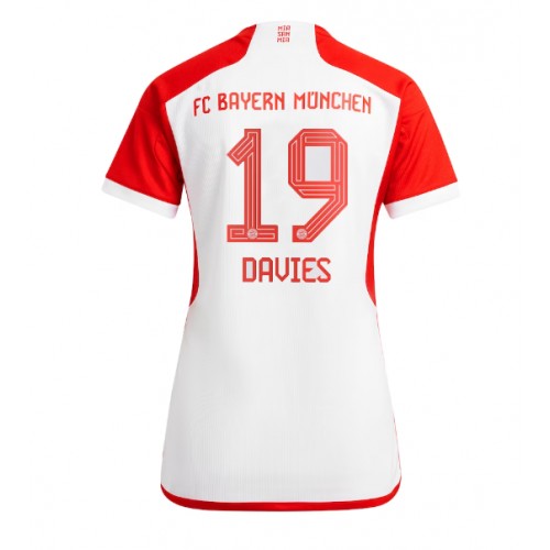 Fotballdrakt Dame Bayern Munich Alphonso Davies #19 Hjemmedrakt 2023-24 Kortermet